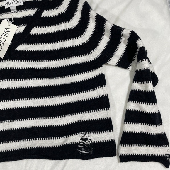 NEW Wildfox [ Large ] Optic Stripe Leanne‎ Sweater in Night Vanilla - Picture 6 of 12